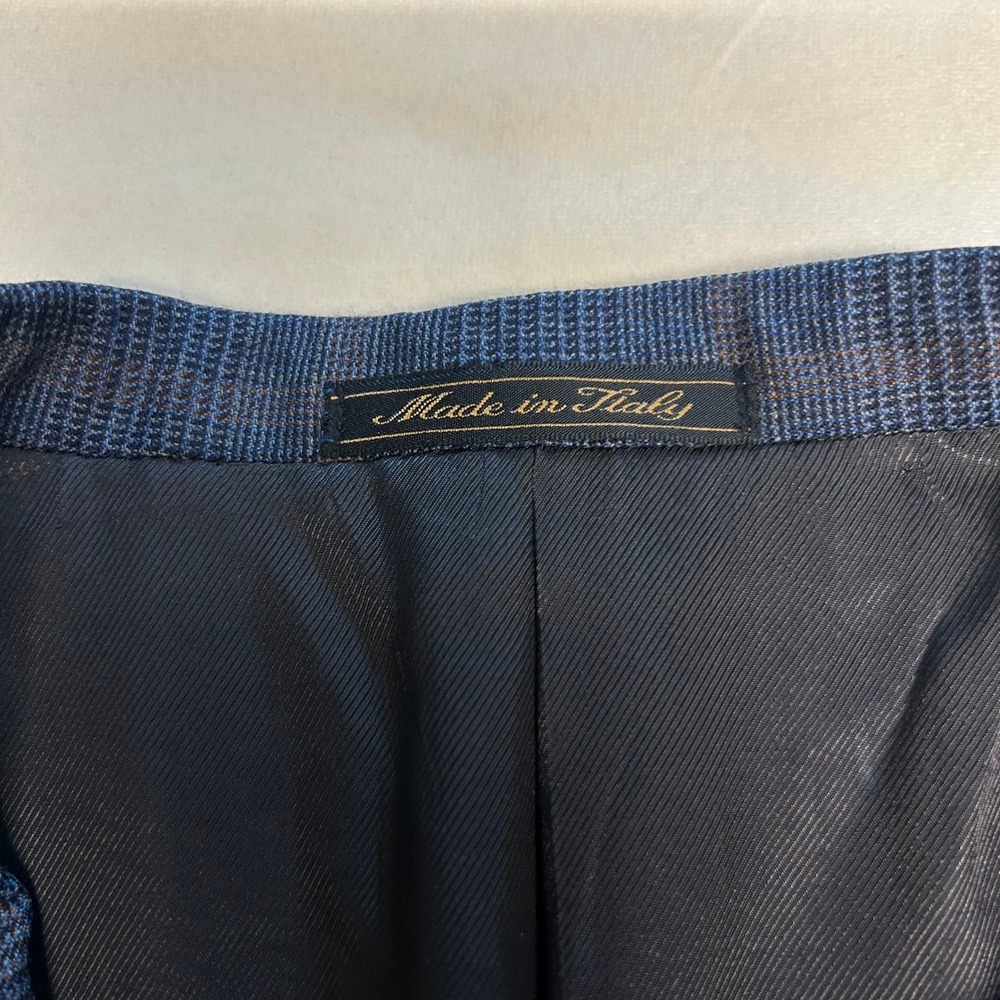 Trussini Boyds Philadelphia Mens 42R Blue Glen Plaid 100% Wool Blazer Italy - Picture 7 of 14